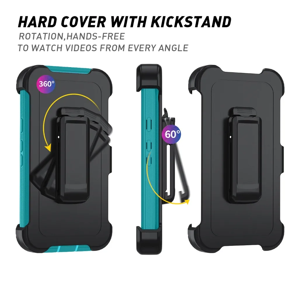 Durable 3-in-1 Rotating Belt Clip Armor Phone Case with Enhanced Shockproof Protection