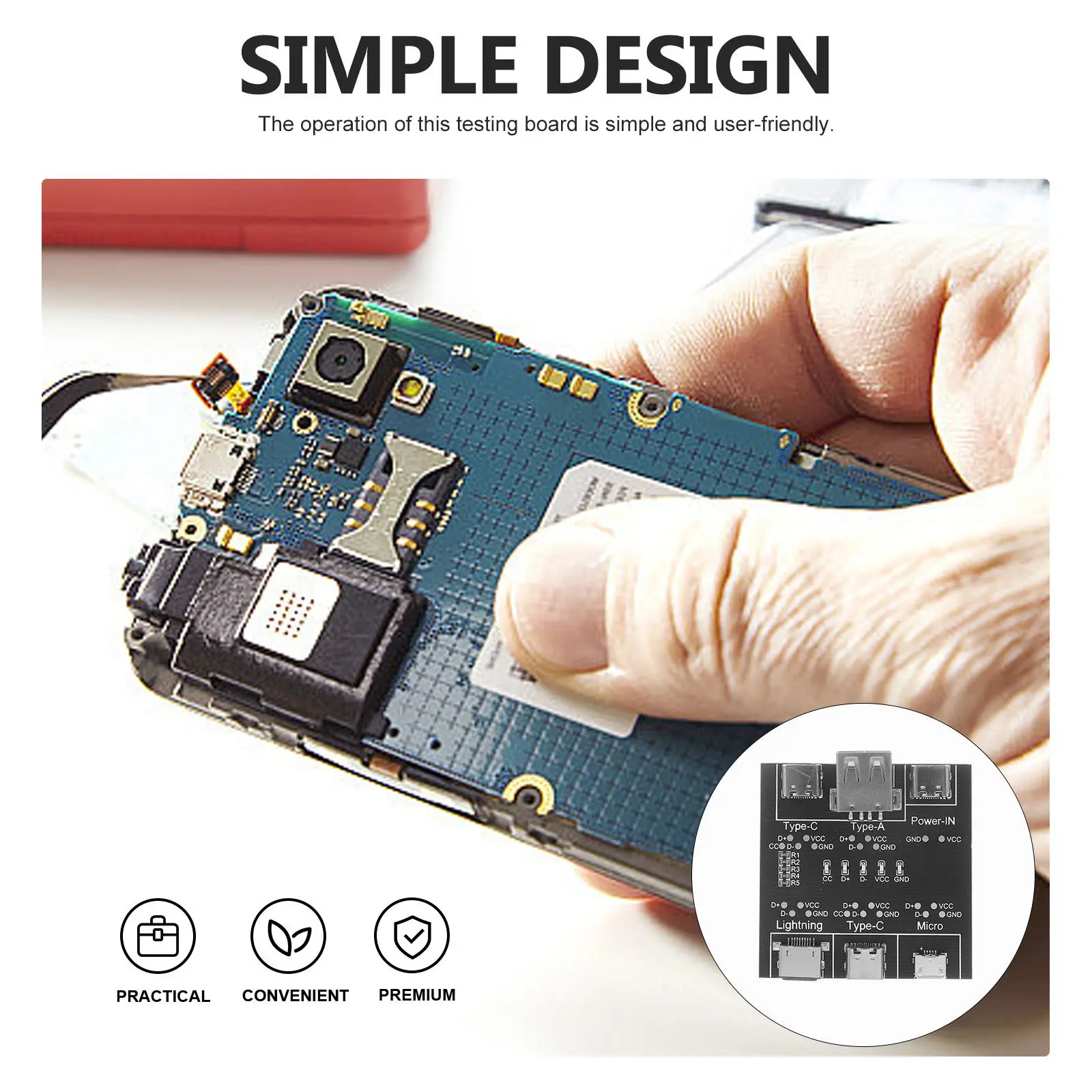 USB 케이블 테스터 USB-C 테스터 데이터 와이어 테스트 보드 휴대용 빠른 단락 회로 감지 고정밀 전화 충전 케이블