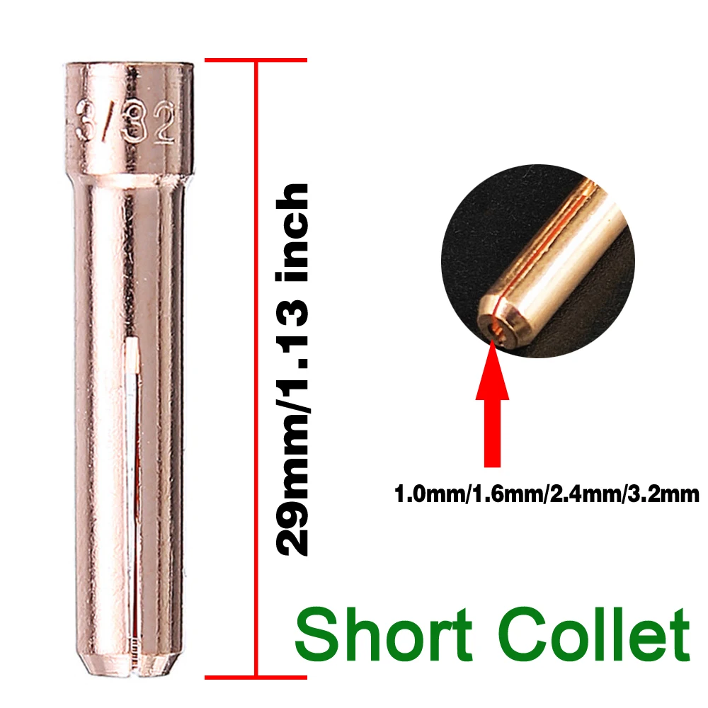 7Pcs/Set TIG Welding Consumables Stubby Gas Lens TIG #12 Glass Cup Collets Body Tips For WP17 WP18 WP26 Durable Practical welding torch