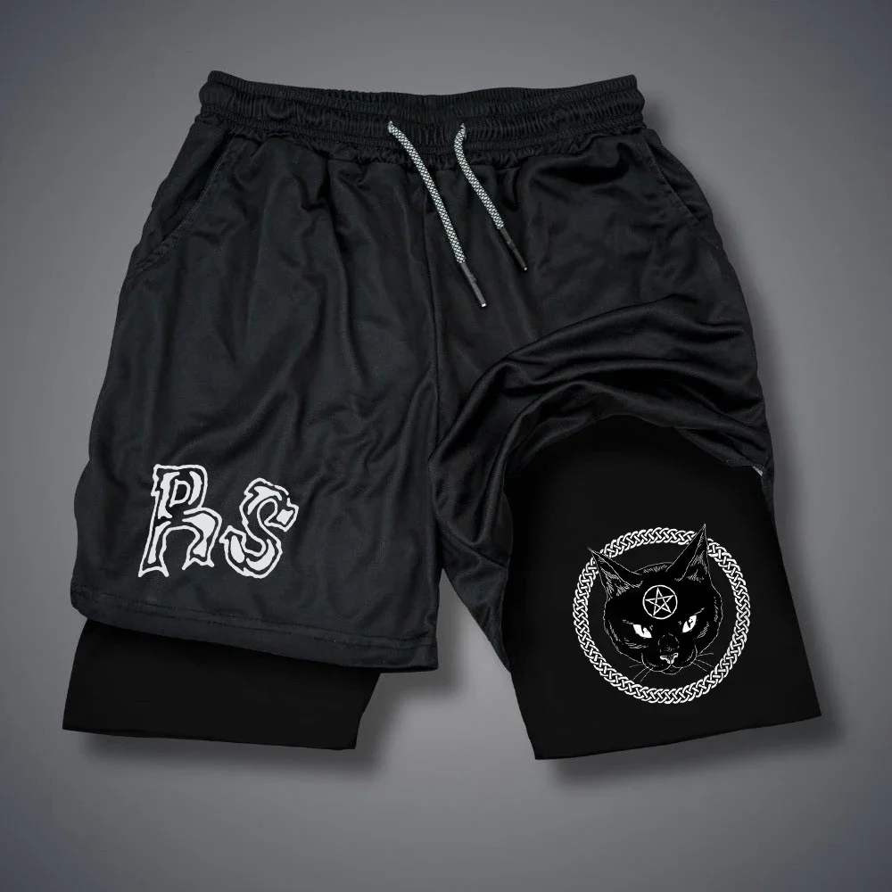 Summer 2-in-1 Shorts Letter Print Double Layer Shorts Gothic Casual Short Pants Summer Y2k Short Pant Running Shorts for Men 4