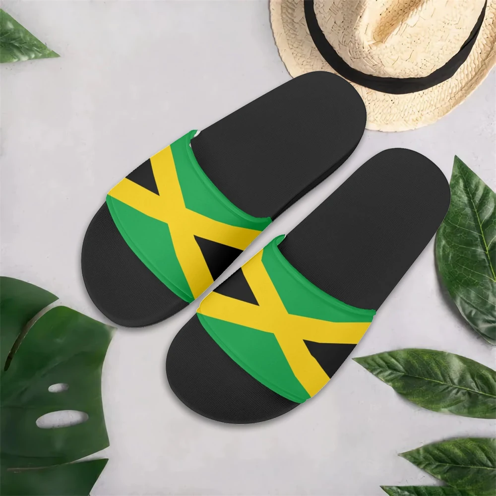 

ELVISWORDS Jamaica Flag Patriotic Luxury Design Shoes for Woman Men Comfortable Indoor Non-slip Slippers Unisex Sandalias Mujer