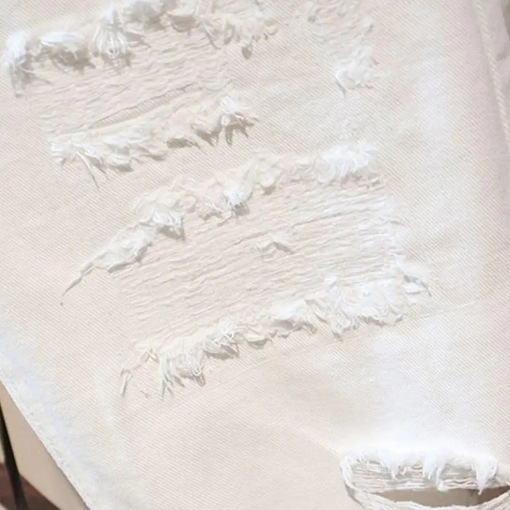 Men's White Jeans Shorts All-match Fashion Ripped Hole Slim Stretch Shorts Streetwear Hip Hop Denim