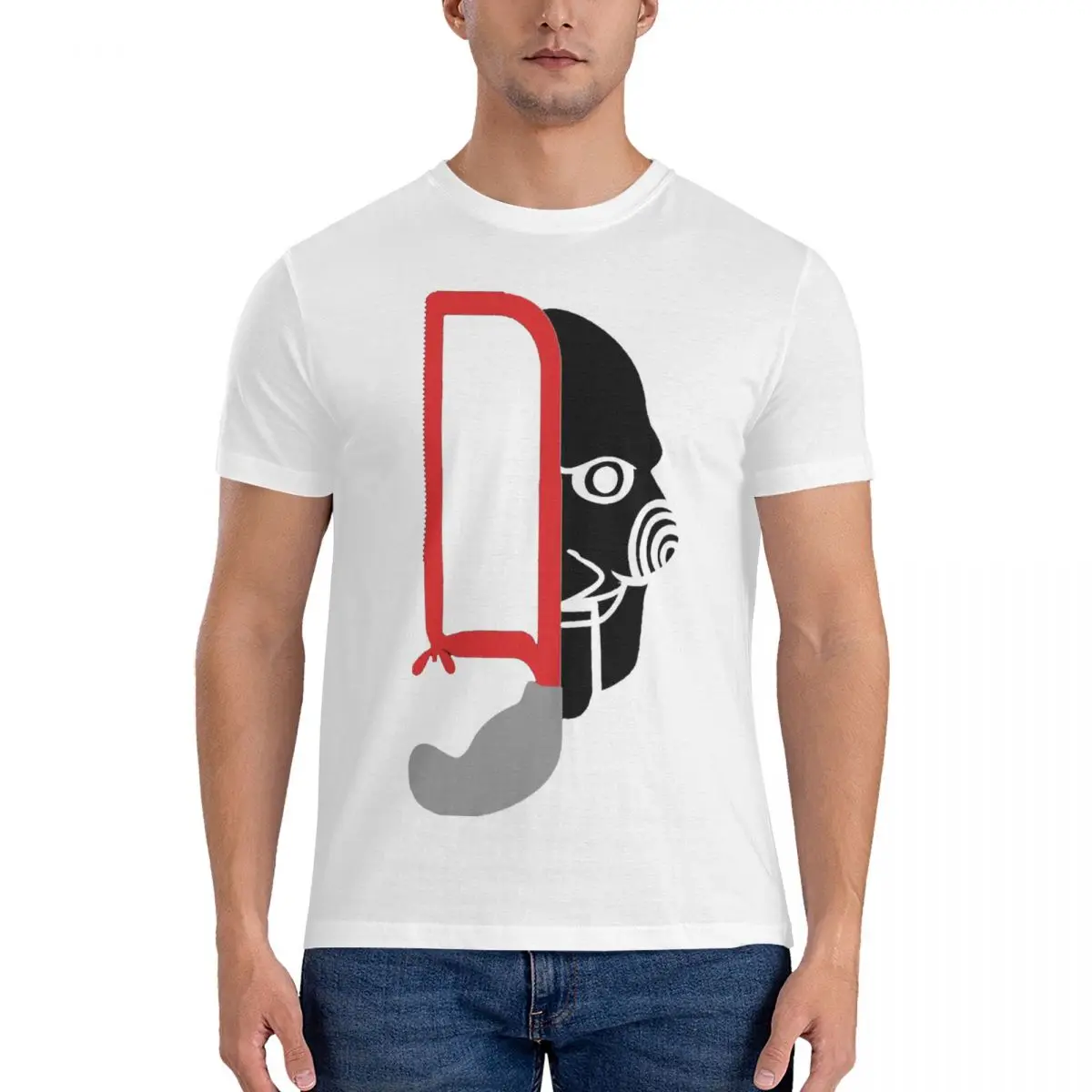 Billy The Puppet Essential Maglietta Da Uomo S-Saw Film Horror Magliette Divertenti Maglietta Girocollo Manica Corta 100% Cotone Top Estivi