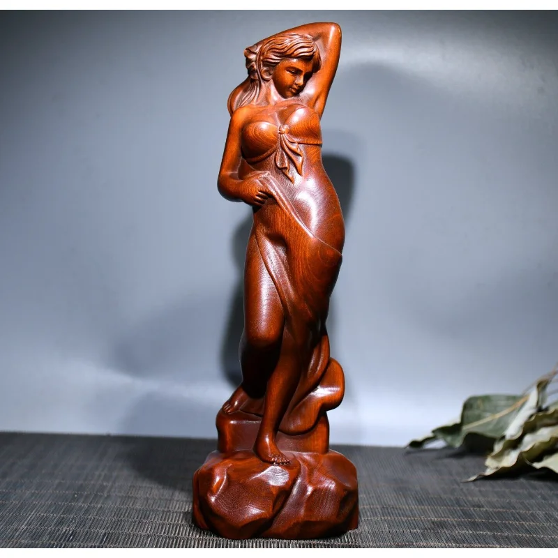 

8,7 "собирать Китай коробка-дерево ручная гравировка сексуальная красота красивая женщина статуя ремесло подарок украшение для дома Decore