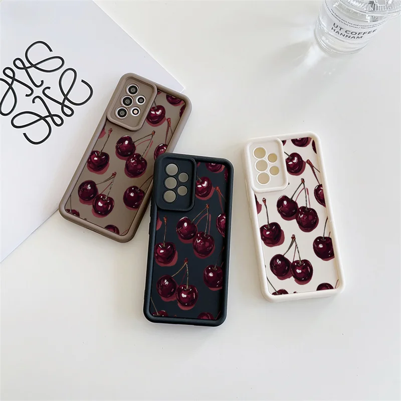 Silicone Red Cherry Bow Phone Case Cover