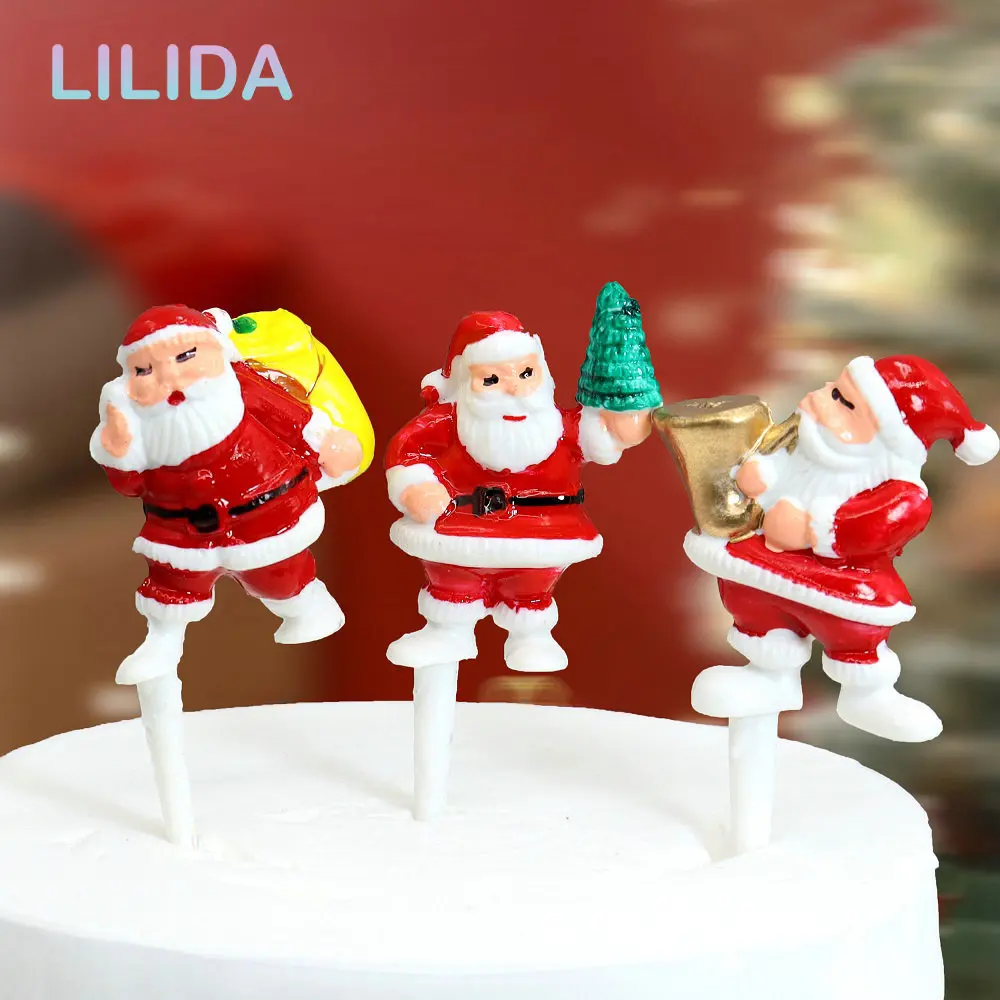 

5pcs/Set Merry Christmas Cake Decorating Birthday Party Santa Dessert Decorating Cake arrange Cake Supplies Gifts for Xmas Party