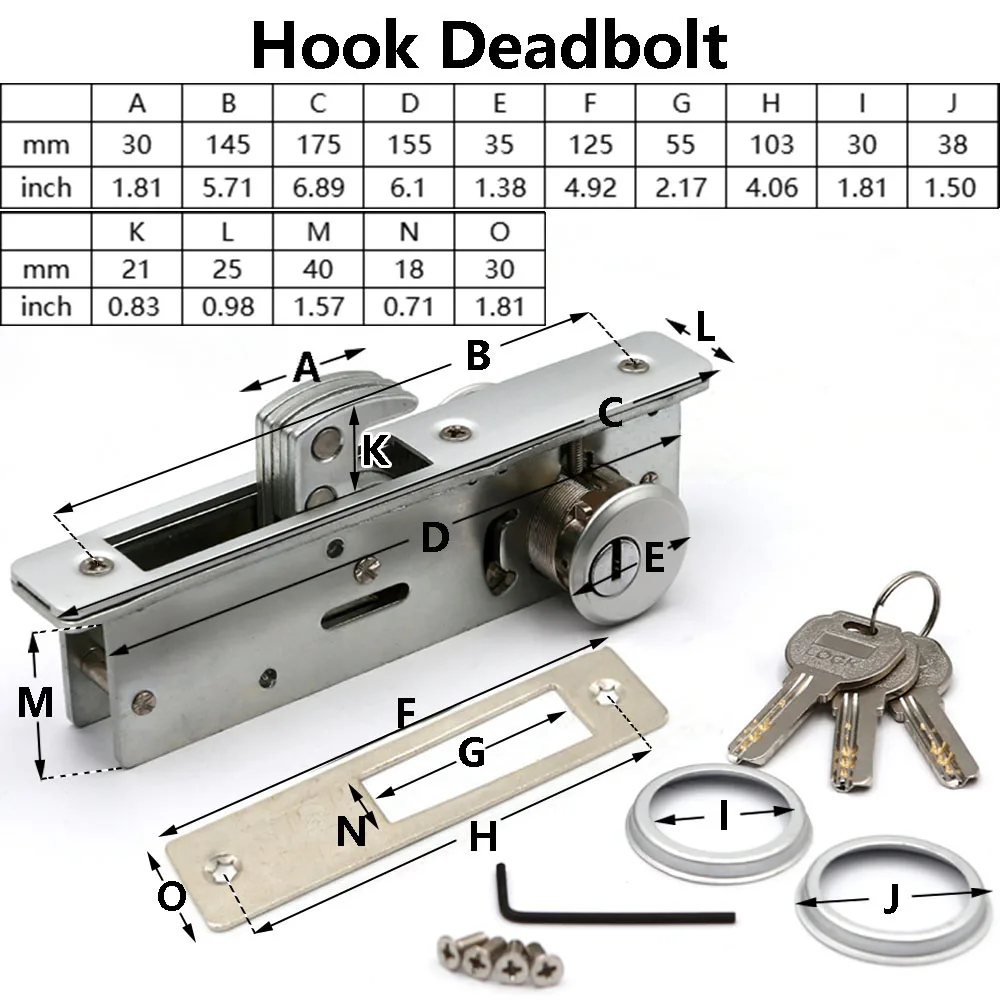 Invisible Mortise 2 Fechaduras, 22mm, Straight Deadbolt,