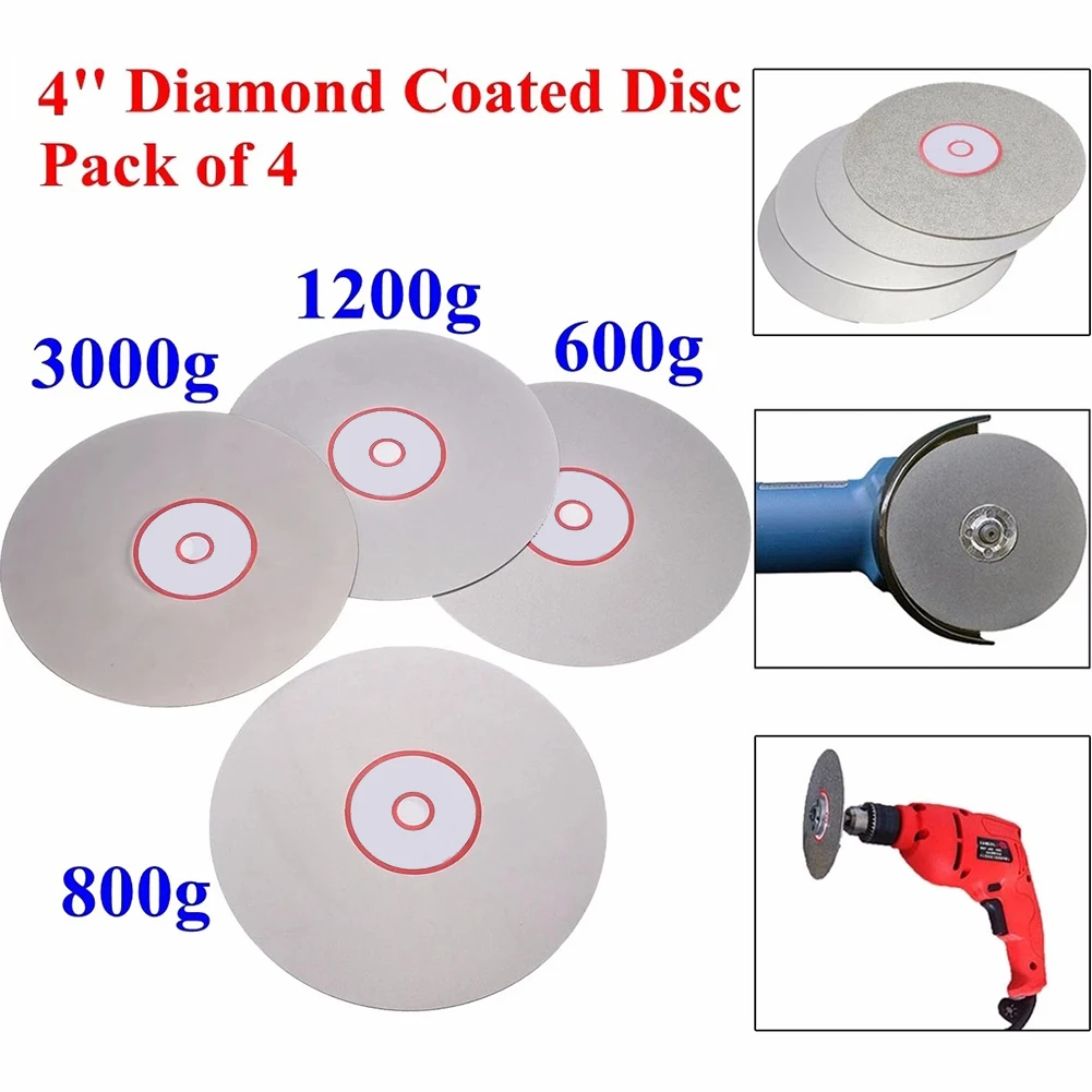 4pcs Diamond Cutting Disc 600 800 1200 3000 Grit 4"/6''/8''Lap Grinding Wheel For Polishing Crystal Jewel Glass Diamond Discs