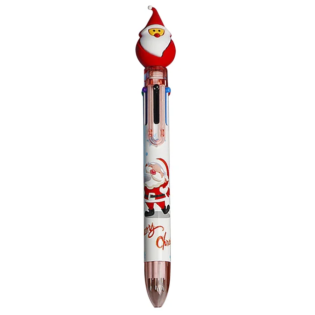 Cadeau de Noël 6 couleurs Stylo à bille Père Noël élan multicolore  confortable pour enfants Grip rétractable Cadeaux de fête