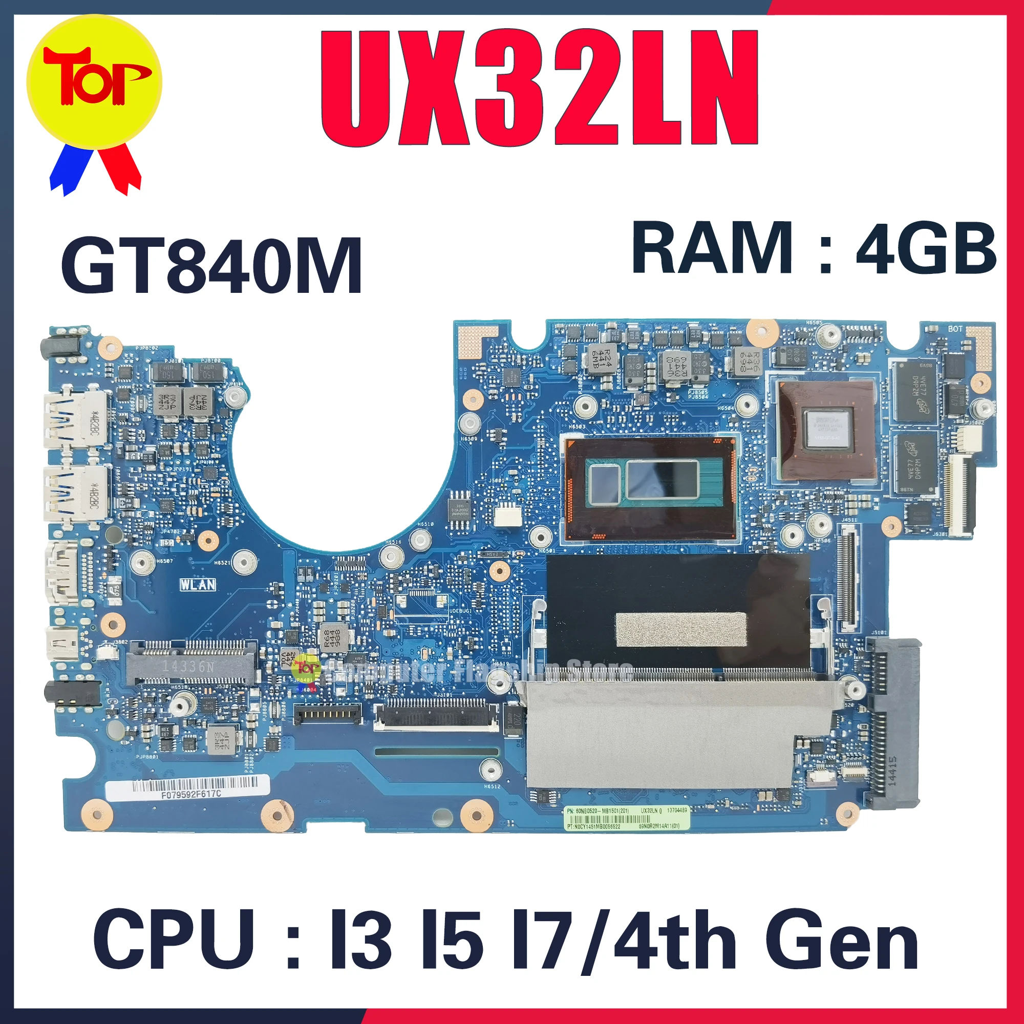 Материнская плата KEFU UX32LA-LN Материнская плата ASUS UX32LN UX32L UX32LA BX32LN BX32LA I3 I5 I7-4th Gen UMA/GT840M 4G/RAM