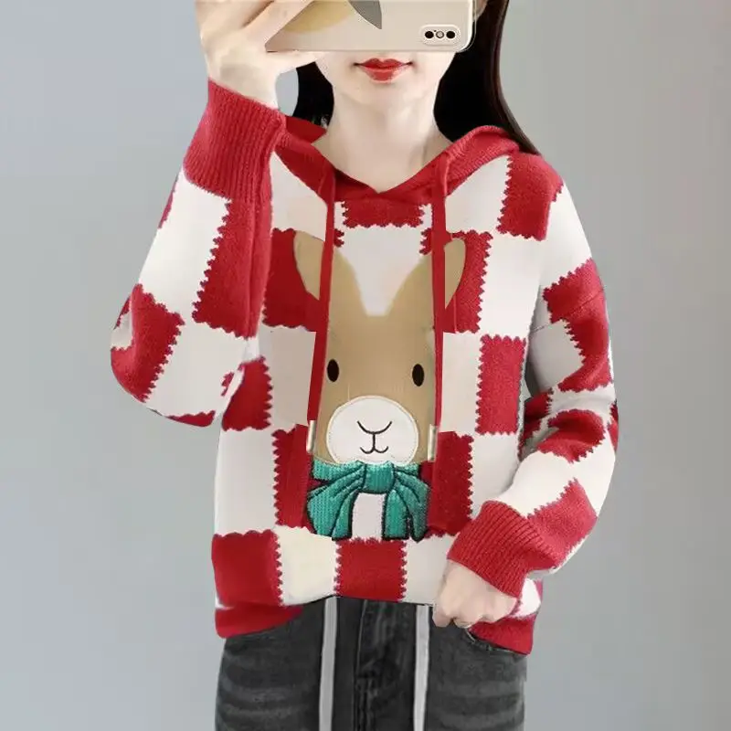 Fashion Printed Spliced Sequined Hoodies Sweatshirts Female Clothing 2023 Autumn Winter Loose Casual Tops Korean Sweatshirts