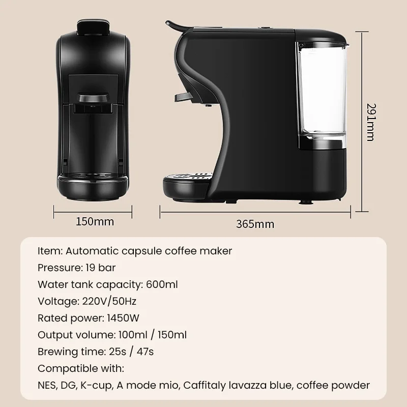 Automatic 3 in 1 Capsule Coffee Maker Machine 19BAR Espresso Cafetera for  Nespresso Dolce Gusto K-cup Powder Kitchen Appliances