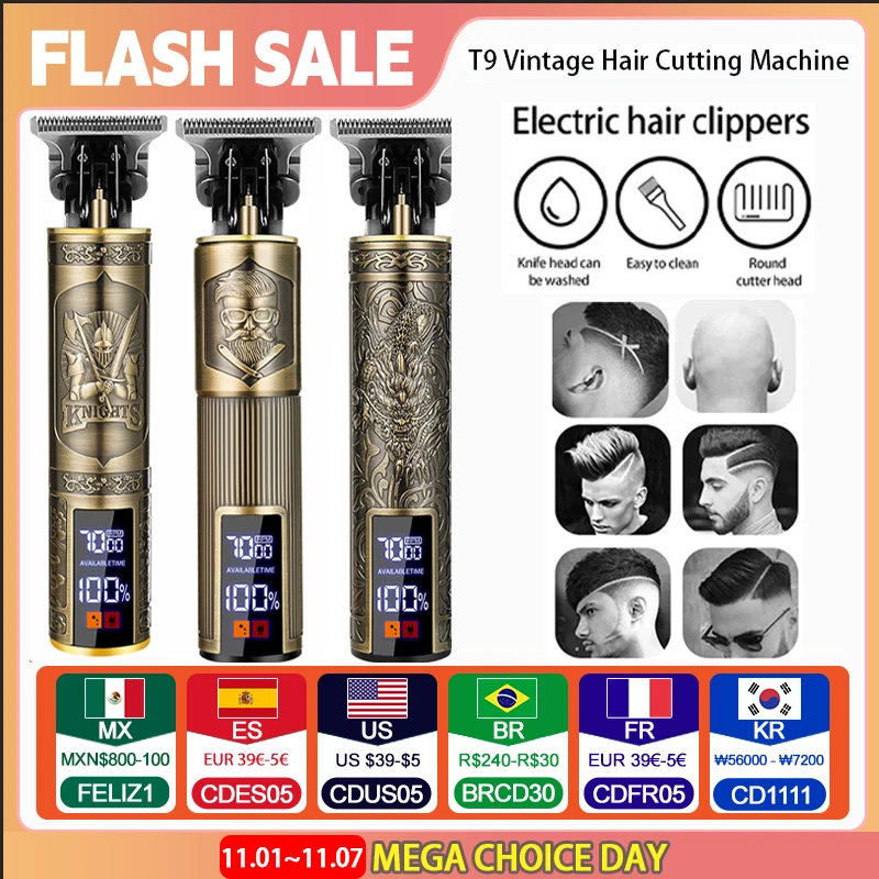 Hair clipper Portable Shaver Barber Cordless Electric Hair Cutting Machine USB Fast Charging Hair Trimmer Vintage Clipper For Hairdresse
