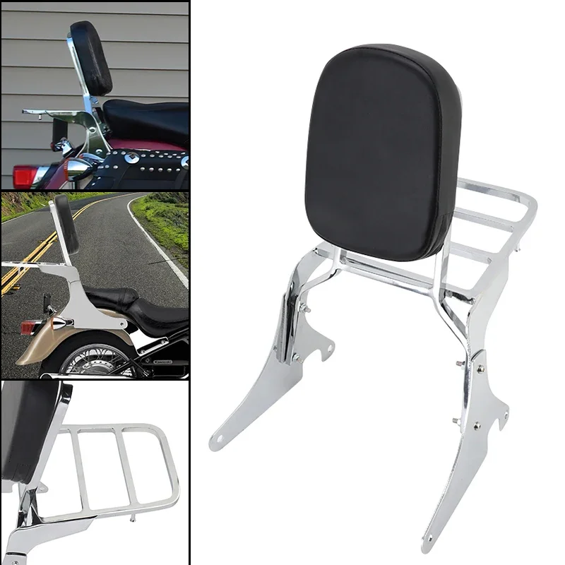 

Motorcycle Chrome Rear Passenger Backrest Sissy Bar Luggage Rack Pad Kit For Kawasaki Vulcan VN 400 800 VN400 VN800 95-12