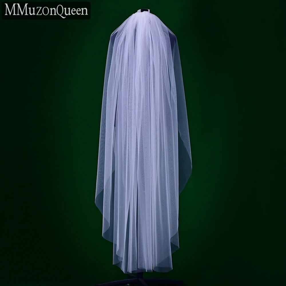 MMQ M92 White Wedding Veil 1 Tier Soft Tulle Fingertip Length Bridal Veils Woman Wedding Accessories Free Shipping