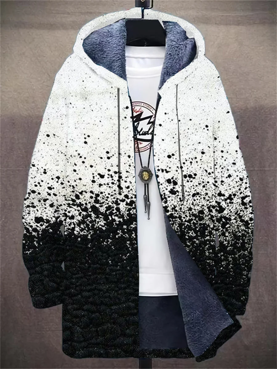 Autumn and winter new men's coat fashionable warm fleece retro hooded sweatshirt daily zipper sports casual jacket 2023