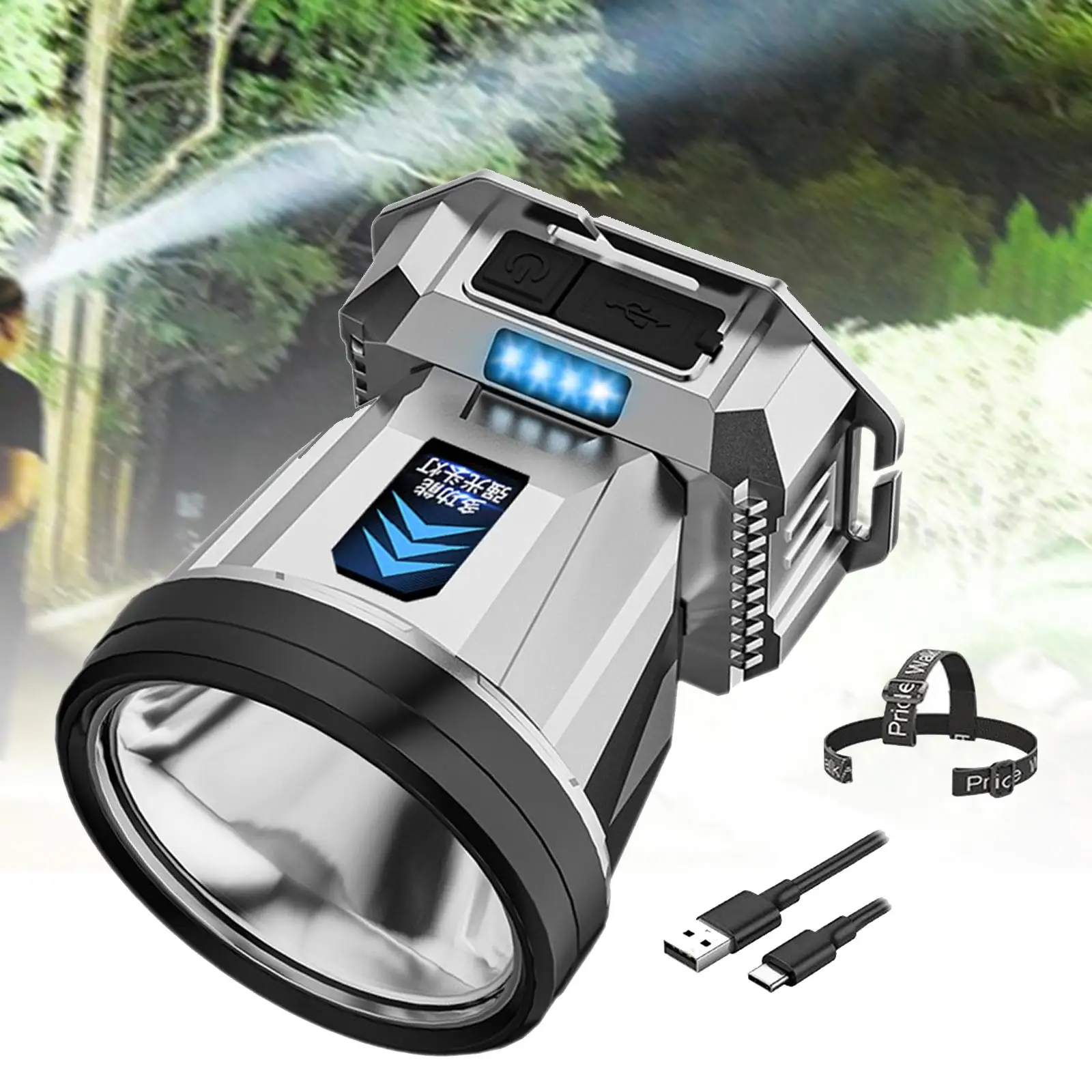 

LED Rechargeable Headlamp Power Display Flashlight Sensing Switch Head Lamp Headlight for Running Riding Camping Fishing Outdoor