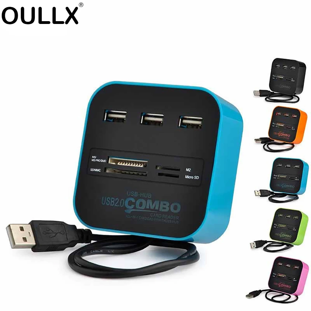 

USB-разветвитель OULLX с 3 портами и кардридером, USB 2,0