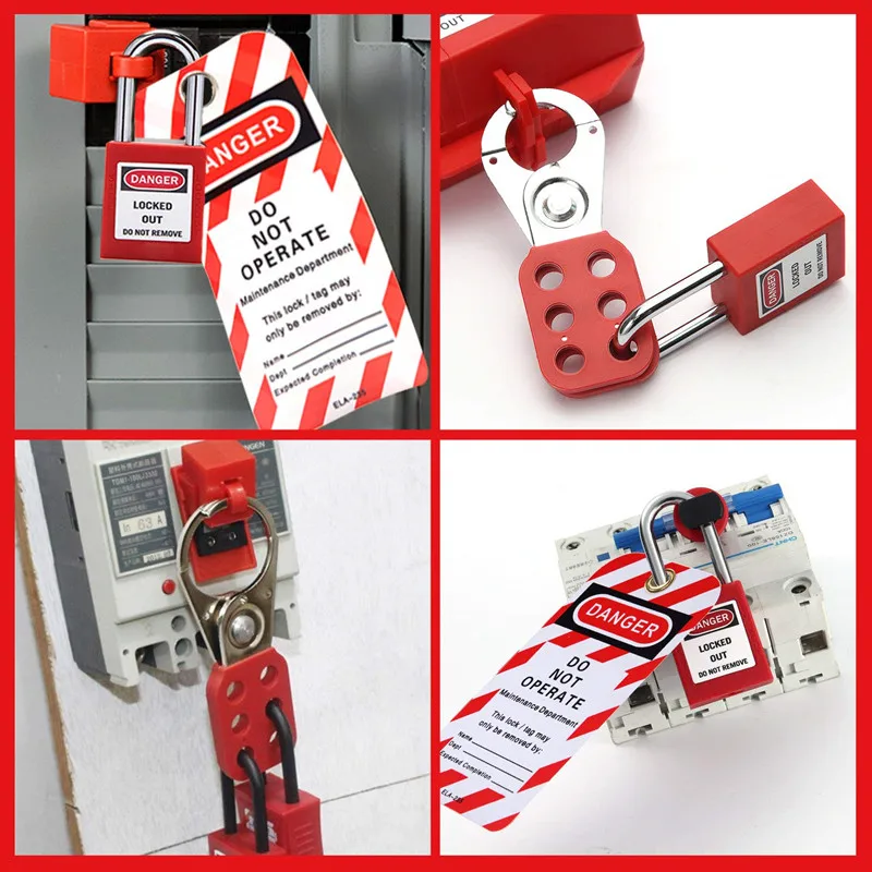 Kit di etiquetaggio per blocco di sicurezza Lucchetti Loto Hasps Lockout Tagout Tag Set di serrature Loto Kit di tag di blocco elettrico per interruttori - immagine 5