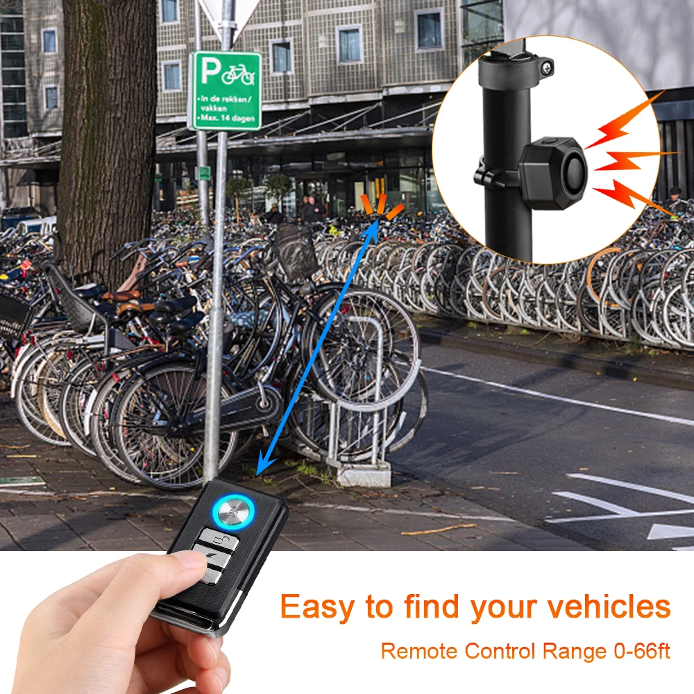 Wsdcam USB Rechargeable Bike Alarm Anti Theft Security Alarms for Wireless Alarm Remote Control Motorcycle Bicycle Warning Bell motorcycle alarm bicycle alarm security alarm wireless alarm