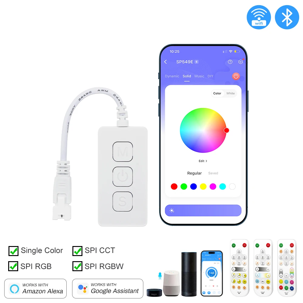 BT Wifi SPI Addressable LED Controller WS2811 WS2812B Dimmer For CCT RGB RGBW IC LED Light Dimmer 2.4RF Alexa Google Assistant
