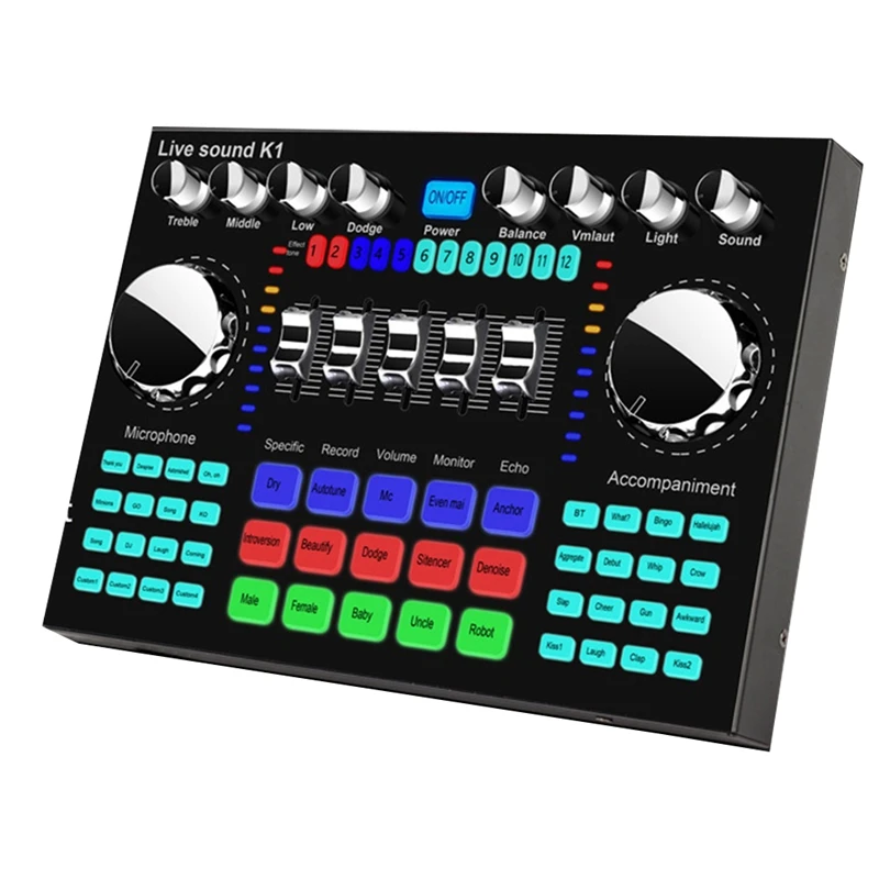 K1 Live Sound Card Portable Bluetooth Sound Card Profession Adjustable