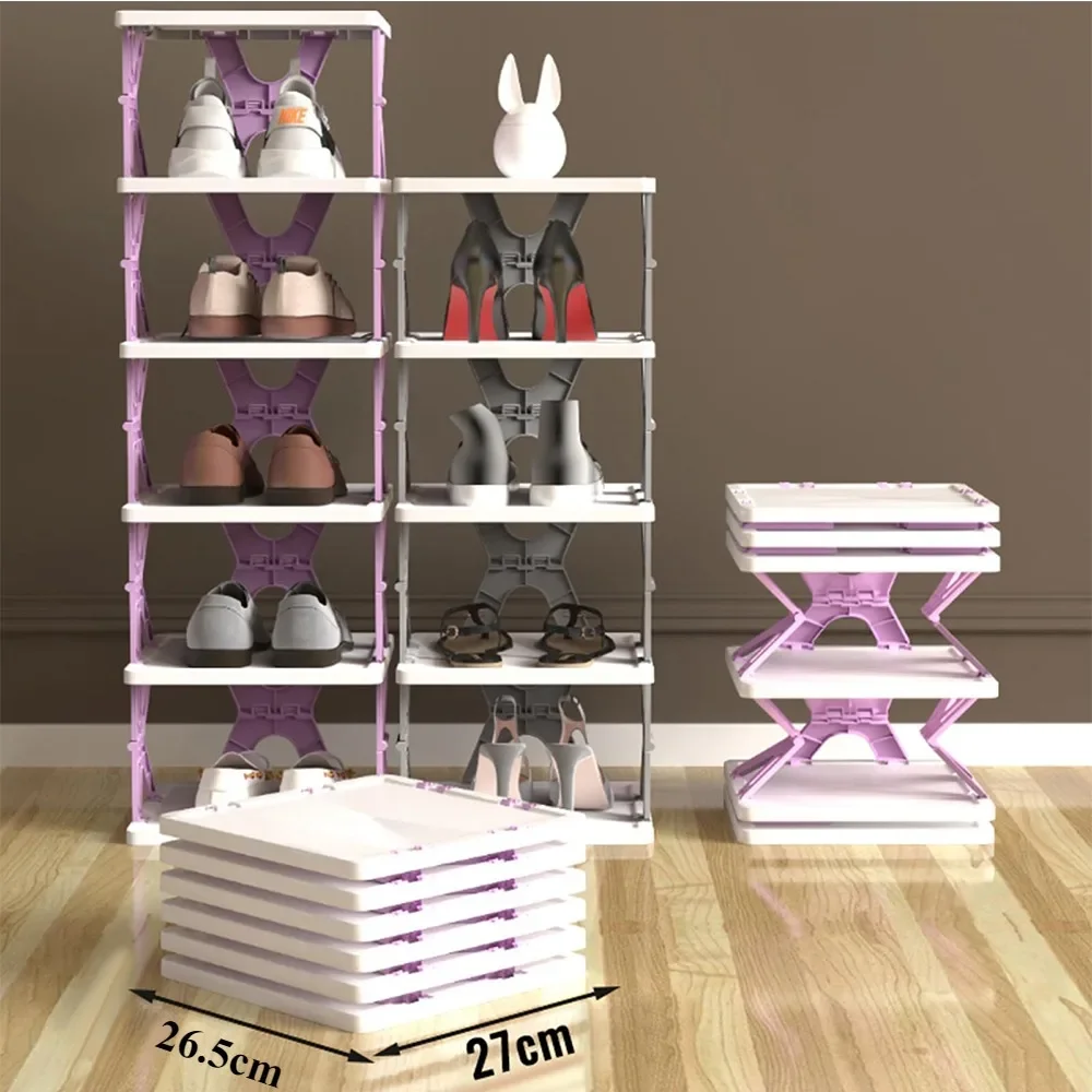 Simple Shoe Rack Storage Foldable Dustproof Storage Cabinet No Installation Required Home Doorway Multi-Storey Plastic Shoe Rack