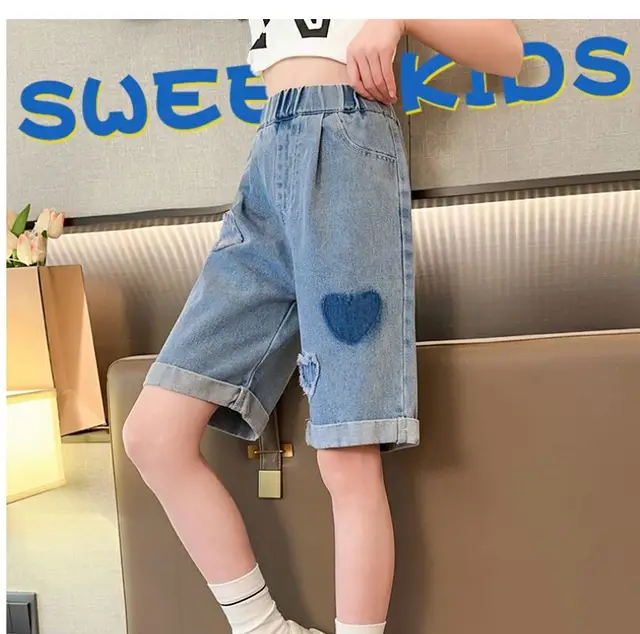 Mezclilla Pantalon Corto Hasta La Rodilla Pantalón De Mezclilla