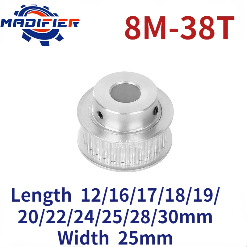 

8M 38 Teeth BF Convex Table Synchronous Belt Pulley Slot Width 25mm Inner Hole 12/16/17/18/19/20/22/24/25/28/30mm
