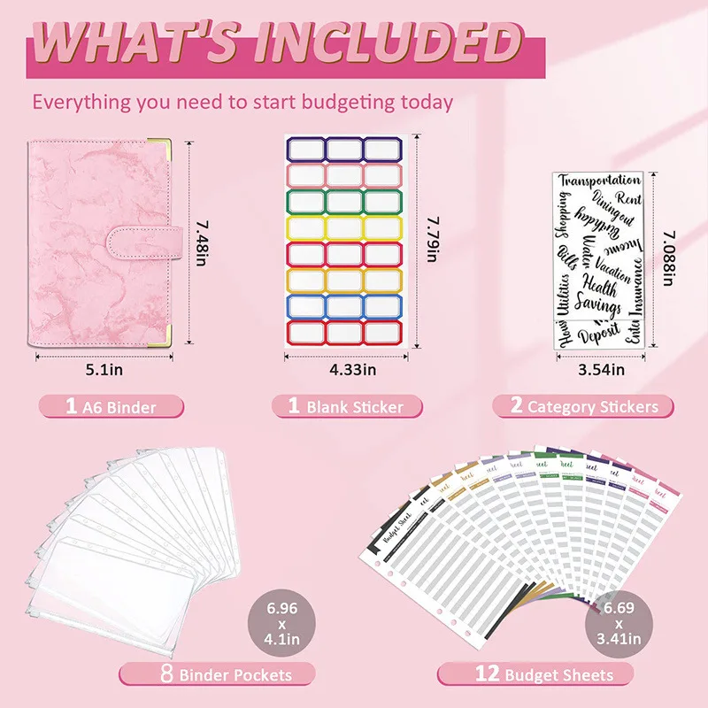 New Budget Plan Notebook A6 Cash Envelope Saving Money 6 Holes Binder for Financial Management A6 Loose-leaf Notebook Binder 4