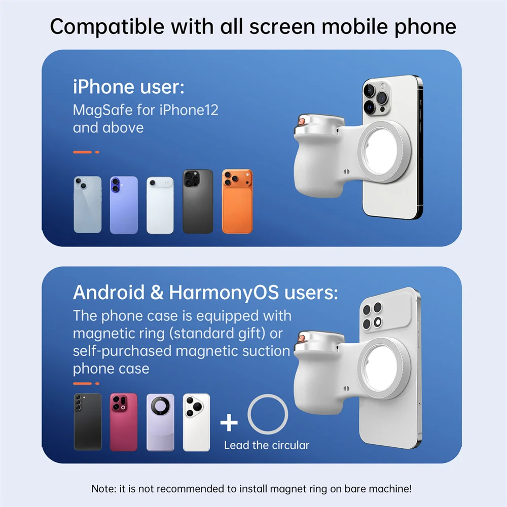 360 Rotation Magnetic Camera Grip With Fill Light For MagSafe IPhone Shutter Bluetooth Remote Control Selfie Handle_voghion.com