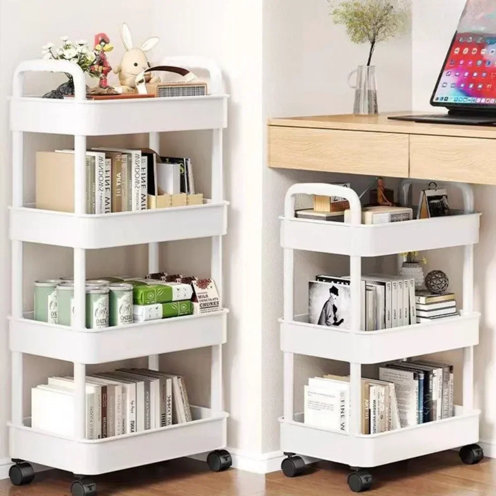 Mobile Storage Trolley Organizer Household Snacks Shelves Bedroom Multi-Layer Storage Racks Living Room Kitchen Cart with Wheels