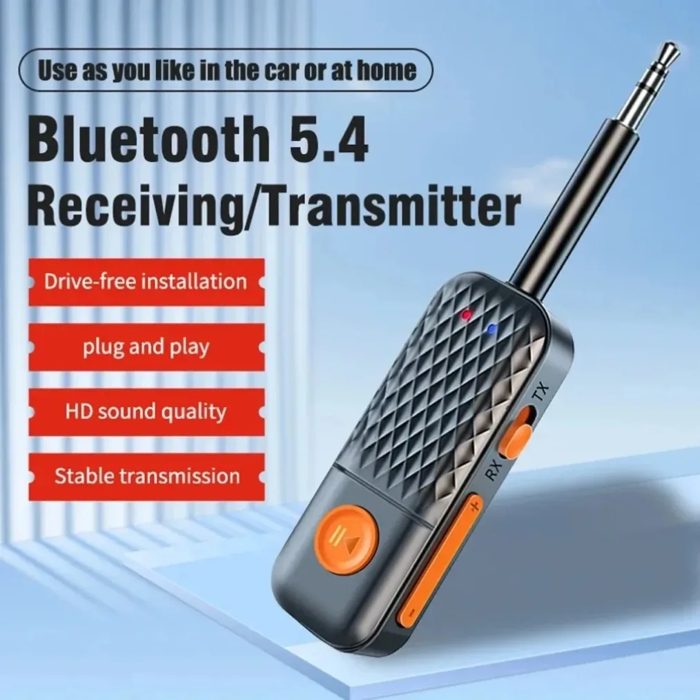 2 In 1 Bluetooth 5.4 Audio Transmitter Receiver 3.5mm AUX Jack Airplane Wireless Adapter Mic For TV Car Kit Speaker PC Headphone