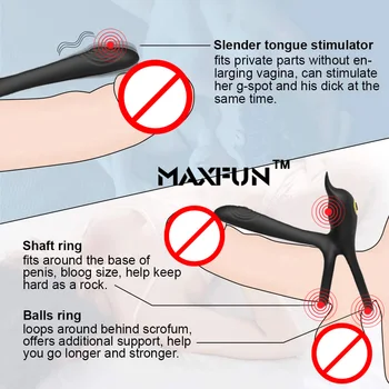 New Couples Delay Ejaculation Penis Vibrator With Double Cock Ring Nipples Massager Adult Sex Toys for Men Clitoris Stimulator 2