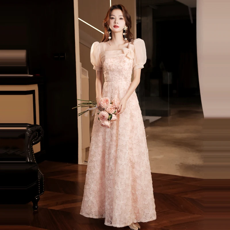 

LAMYA Pink Long A Line Luxury Evening Dresses 2023 Elegant Plus Size Formal Gown for Women Embroidery Zipper vestidos de noche