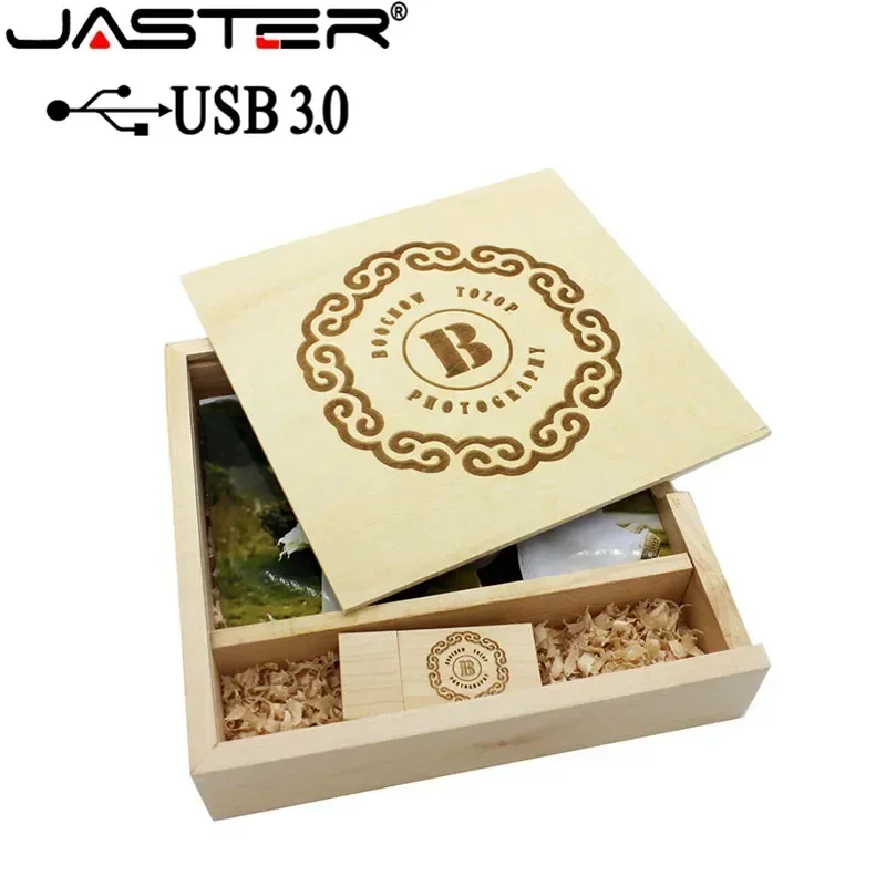 Jaster-álbum de Fotos de Madeira com Caixa de Presente Usb 3.0 Flash Drive Pendrive Presente de Casamento Logotipo Livre 1pc 16gb 32gb 64gb - Imagem 2
