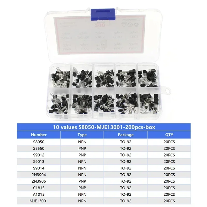 50-900pcs BJT Transistor Kit A1015 BC327 BC337 C1815 S8050 S8850 2N2222 2N2907 2N3904 2N3906 TO92 PNP NPN Triode Transistors Set 3