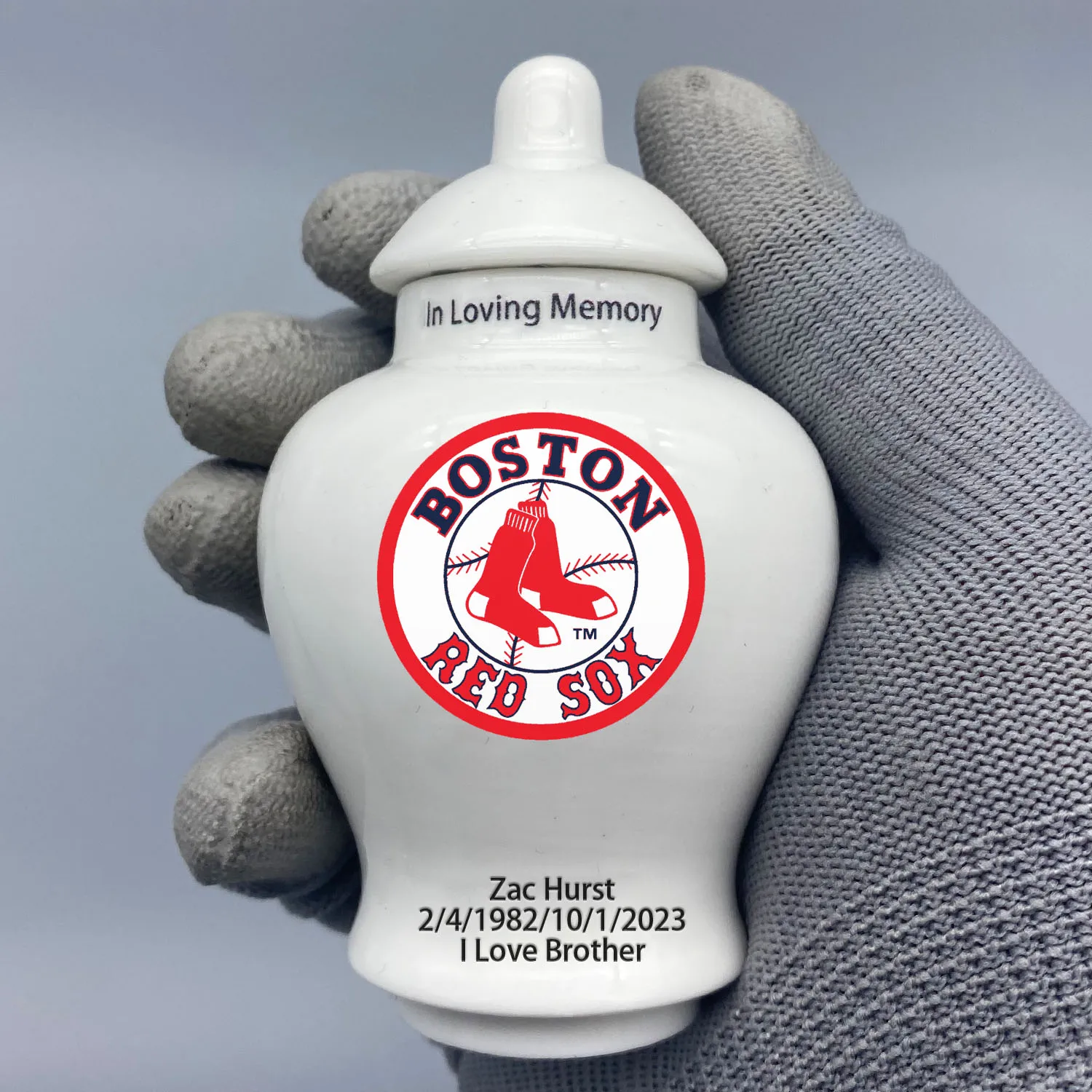 

Mini Urn for Boston Red Sox-themed Logo Custom Urn.Send me the name/date you want to appear on the urn by Remarks Message