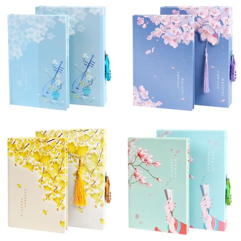 고대 스타일 번호 잠금 수첩, 귀여운 소녀 하트, 일기 박스 잠금 책