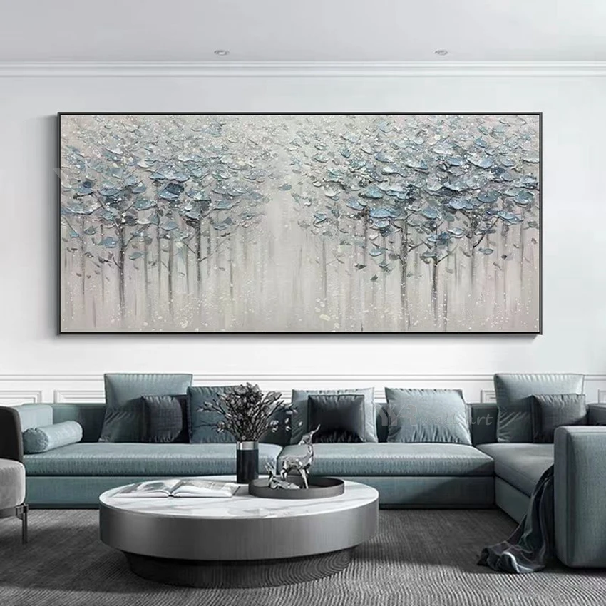 

Living Room Sofa Background Wall Decoration Poster 3D Texture Canvas Handmade Oil Painting Abstract Flower Art Mural Horizontal