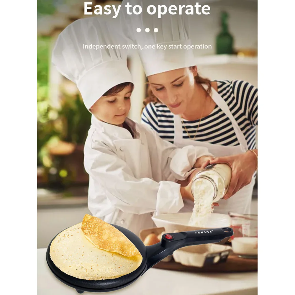 Electric Crepe Maker, Handheld Non-stick Coating, Cool Touch Handle, Instant Heating Spring Roll Pastry Frying Pan 2
