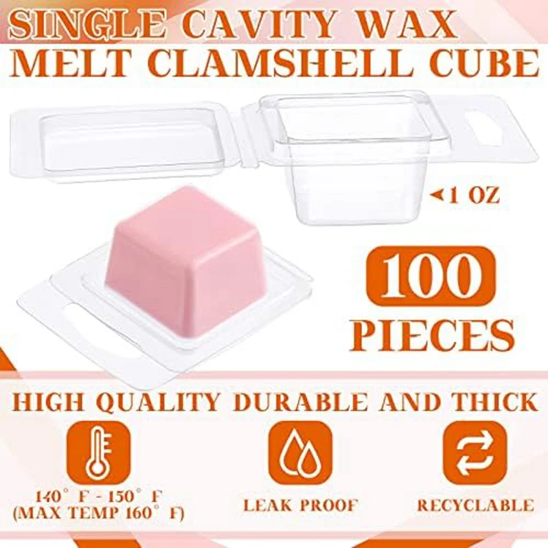 100 Pcs Wax Melt Molds Clear Molds 1 Oz Square Candle Molds