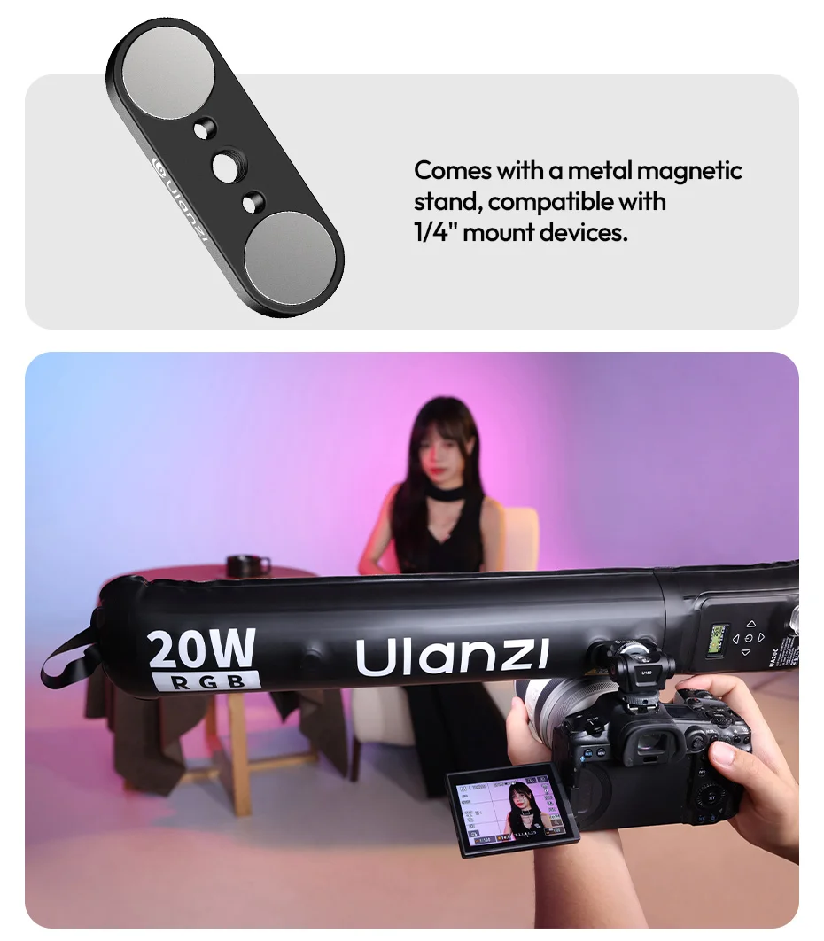20W RGB Magnetic Air Tube Light 1800-10000K Full RGB Portable Air Tube Light for