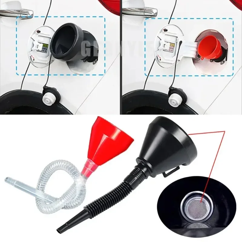 Oil Filter Funnel Car Repair Tool Oil Filling Equipment Filter Flexible Tube Safety Emergency Travel Car Accessorie 1PC