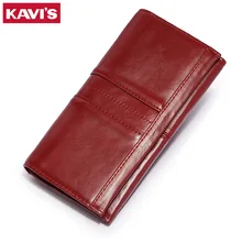 

KAVIS RFID Blocking Leather Women's Clutch Wallet Lady Female Coin Purse Portomonee Clamp For Phone Bag Card Holder Handy Walet