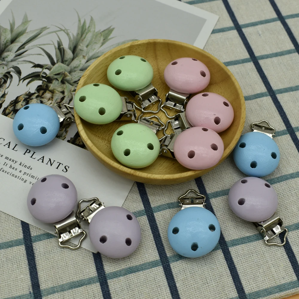 5pcs Baby Pacifier Clips Wood Metal Infant Soother Clasps Holders Accessories Diy Porta Chupetes Bebe Chupete Clip