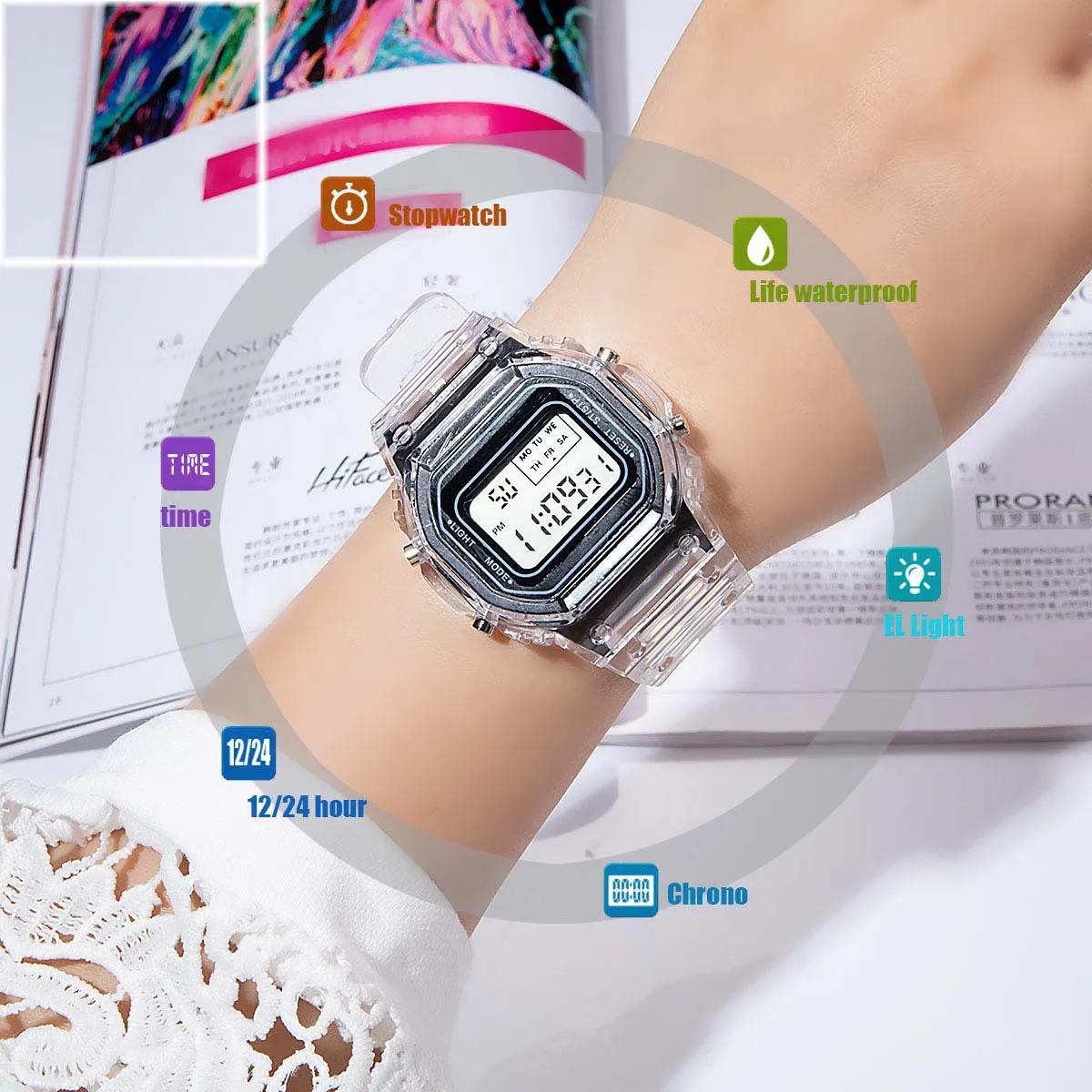 Sports Watches Waterproof Square LED Watch For Men and Women