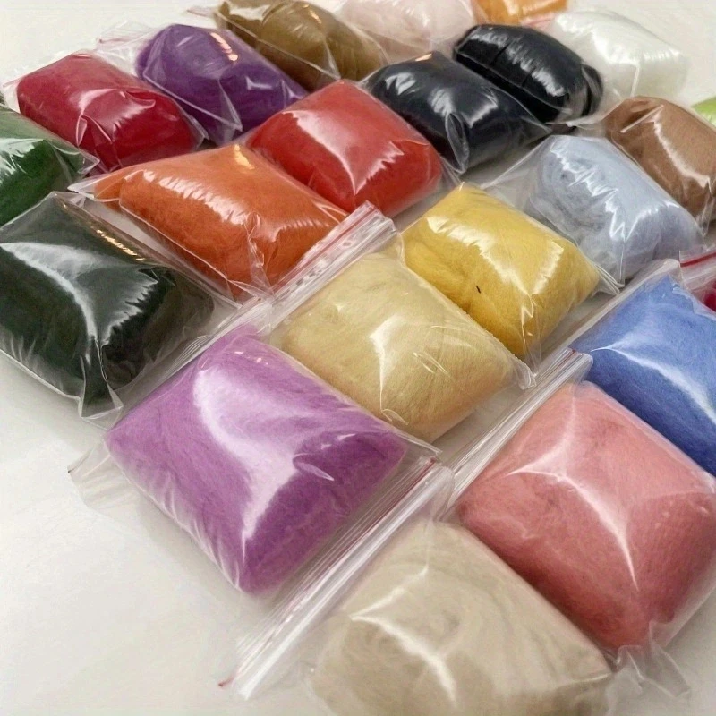 1 Set 24 Colors Queensland 70S Wool Roving For Needle Felting Hand Spinning DIY Fun Doll Needlework 5g/bag wool felting kit needle felting wool