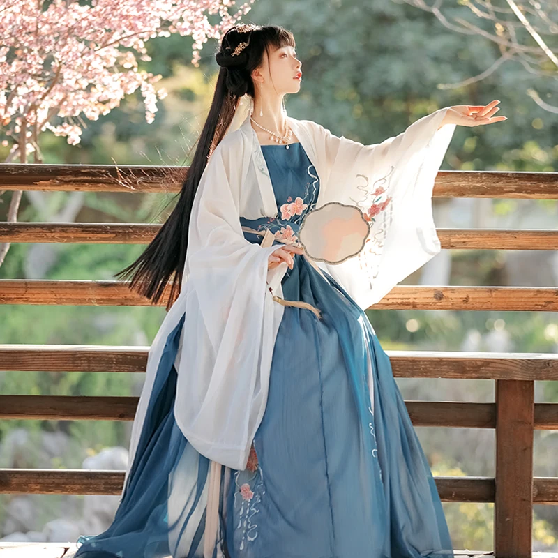 

Yourqipao Summer Embroidered Waist-length Skirt Ancient Costume Chinese Traditional Style Hanfu Dress Performance for Women