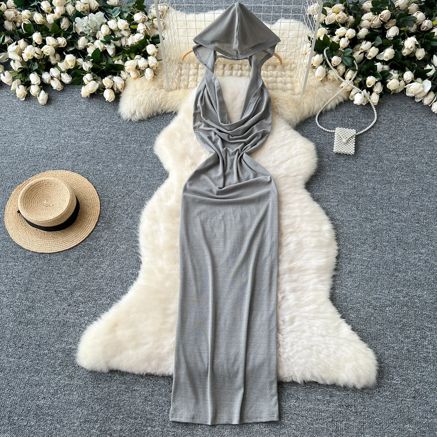 Chic Halter Sleeveless Sweet Hooded Swinging Collar Slim Backless Dress  Evening Party High Street Vintage Summer Women Clothing - AliExpress  200000345